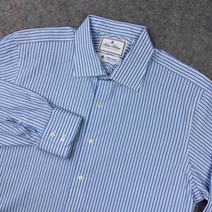 Brooks Brothers Dress Shirt Mens 17 33 Blue White Regent Thomas Mason Striped